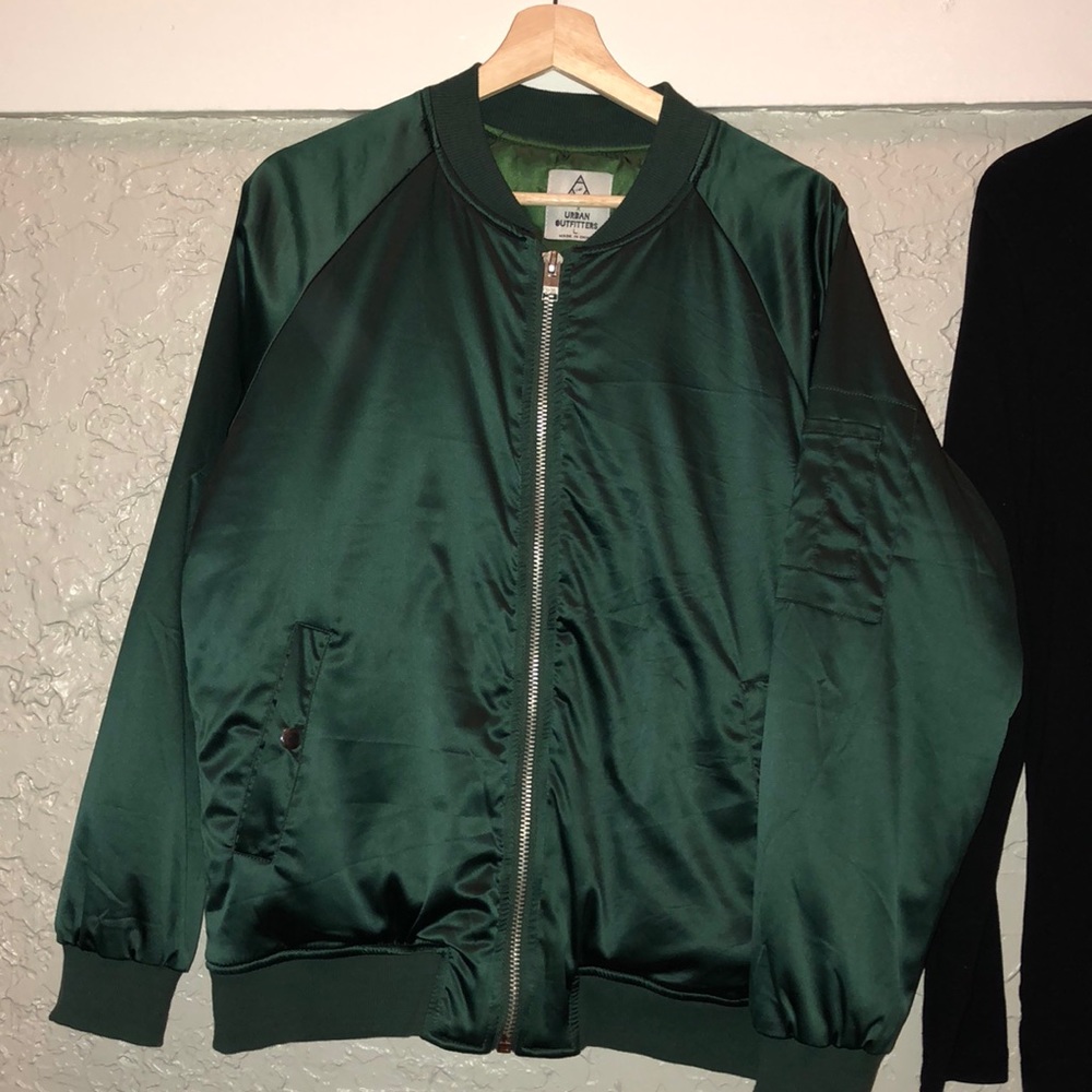 Emerald green UNIF x Urban Outfitters silk bomber